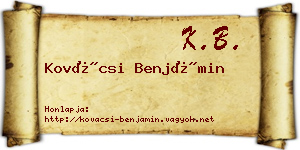 Kovácsi Benjámin névjegykártya